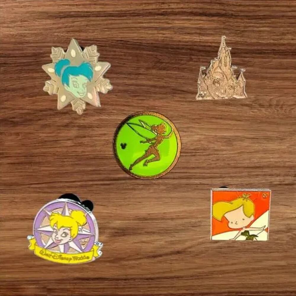 5 Peter Pan  Tinker Bell Disney Parks Trading Pins, Plus 2 Bonus Pins